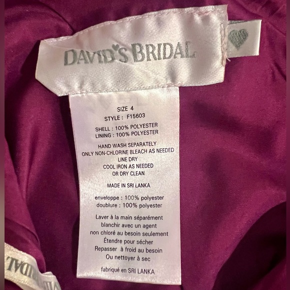 David’s Bridal Maroon short Bridesmaid Dress - size 4 - Picture 4 of 4